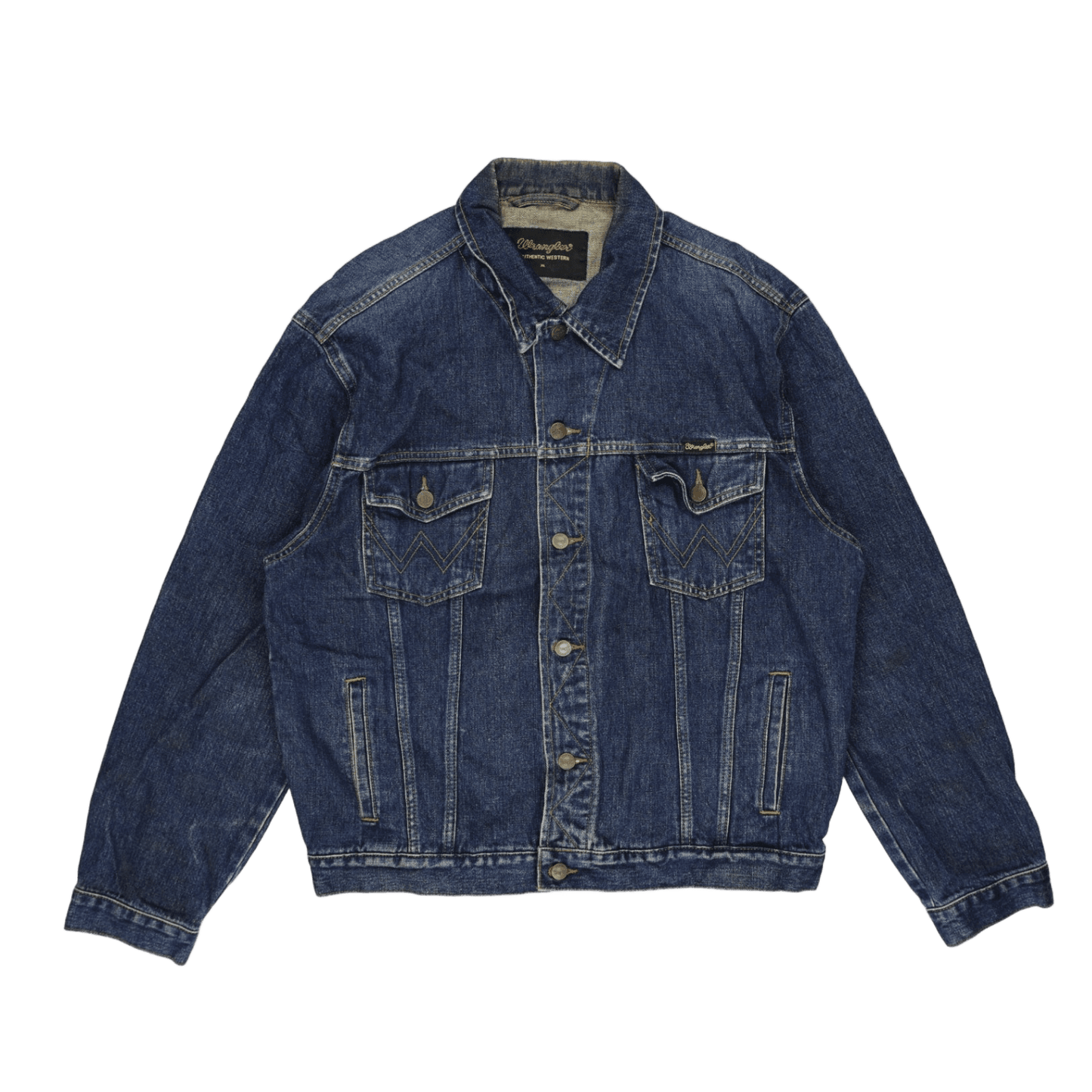 Wrangler Vintage Denim Jacket Blue XL 100 Percent Cotton Collared