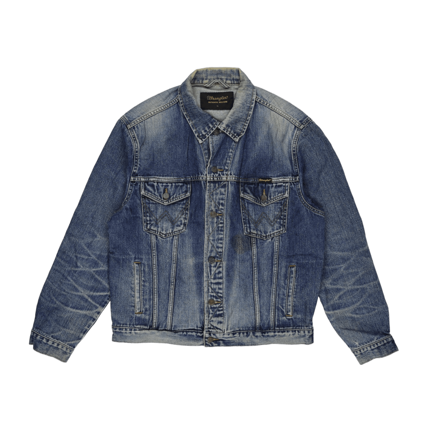 Wrangler Vintage Denim Jacket Blue XL 100% Cotton Collared Mens