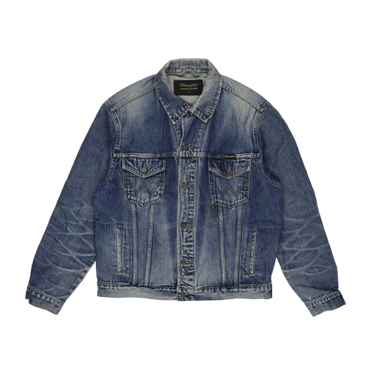 Wrangler Vintage Denim Jacket Blue XL 100% Cotton Collared Mens