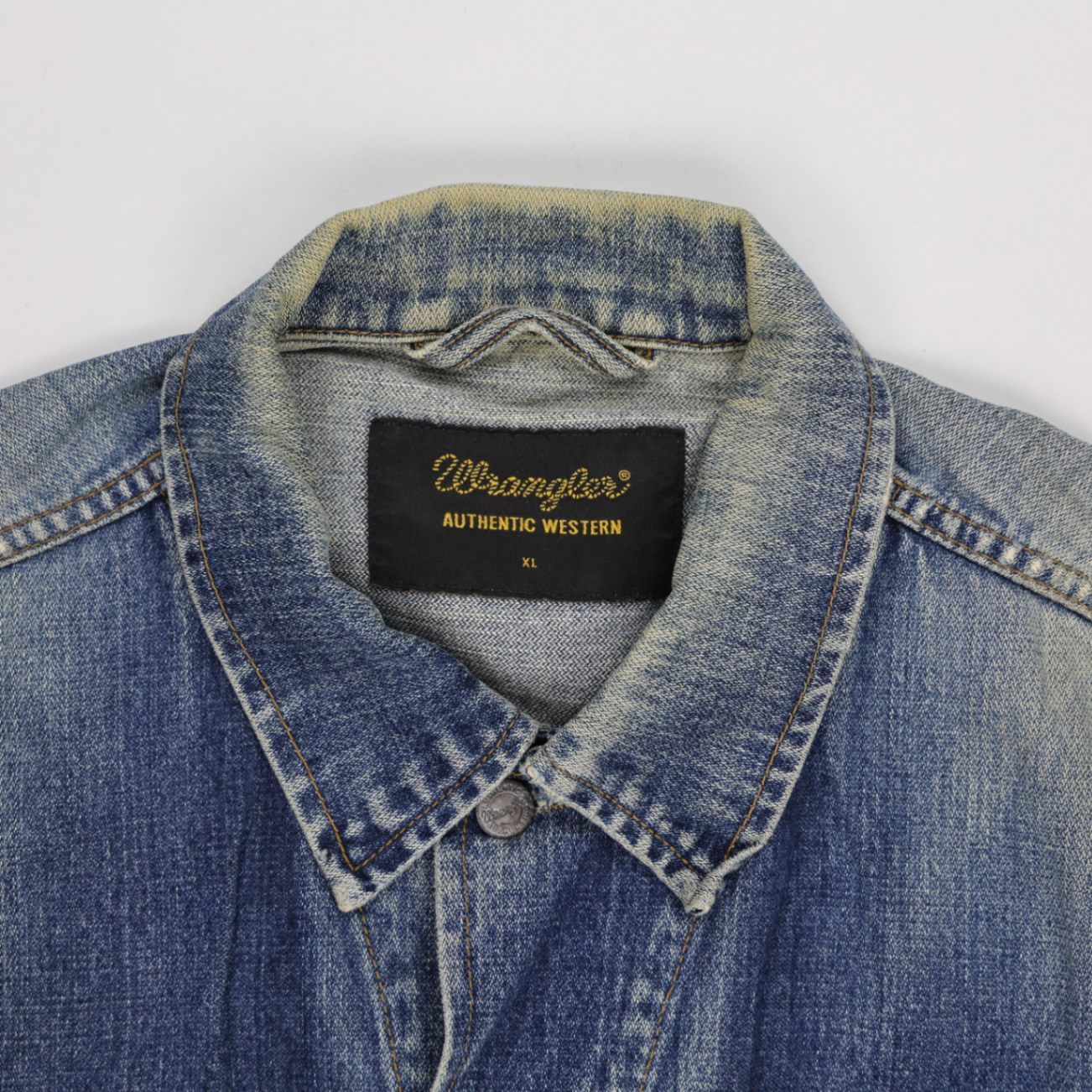 Wrangler Vintage Denim Jacket Blue XL 100% Cotton Collared Mens