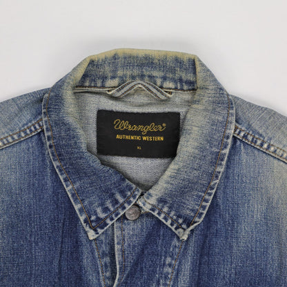 Wrangler Vintage Denim Jacket Blue XL 100% Cotton Collared Mens
