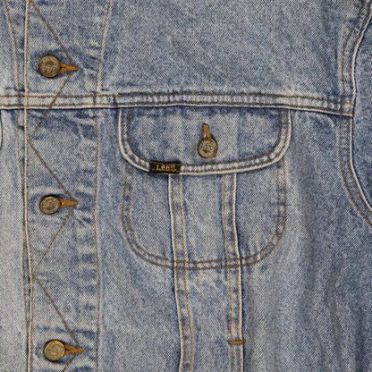 Lee Vintage Denim Jacket Light Blue Large 100 Cotton Collared