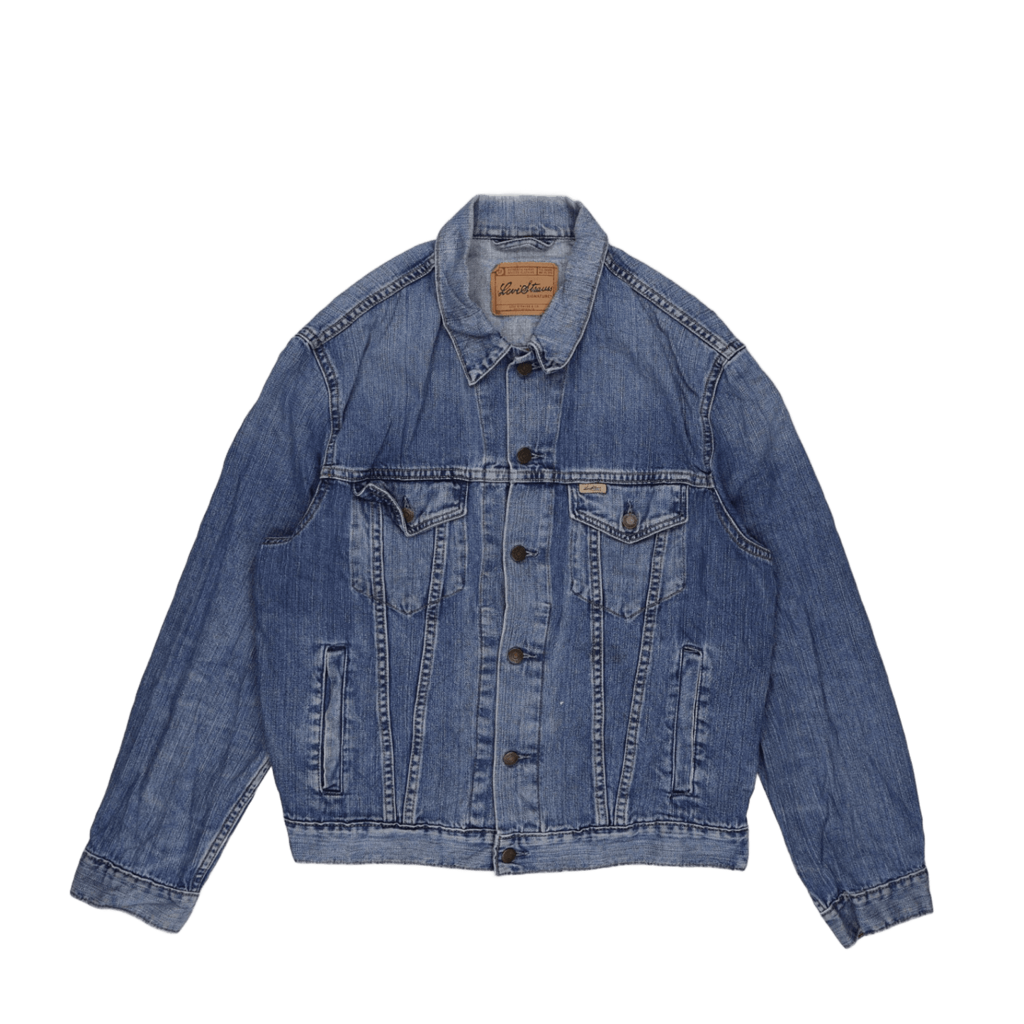 Levi's Vintage Blue Denim Trucker Jacket Large Cotton 57 cm Pit to Pit 65 cm Collar to Hem 62 cm Sleeve Length