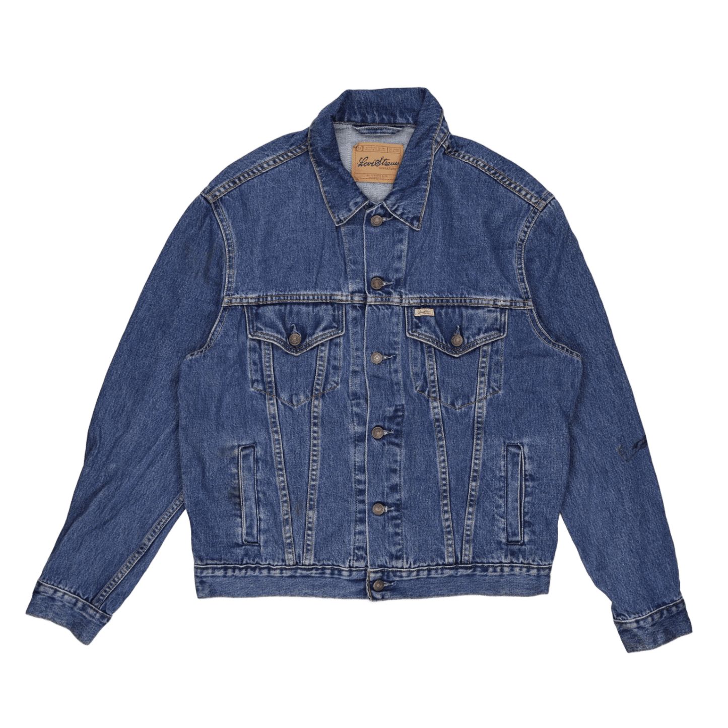 Levi Strauss Signature Men's Classic Blue Denim Jacket Size L Cotton Vintage