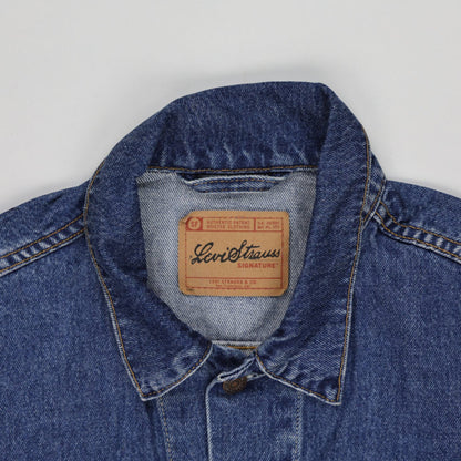 Levi Strauss Signature Men's Classic Blue Denim Jacket Size L Cotton Vintage