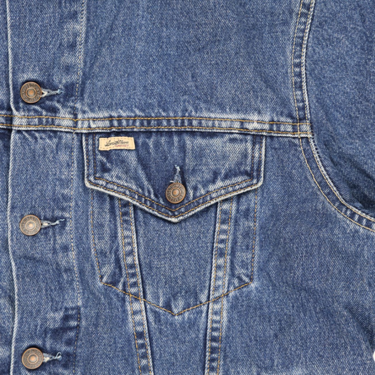 Levi Strauss Signature Men's Classic Blue Denim Jacket Size L Cotton Vintage