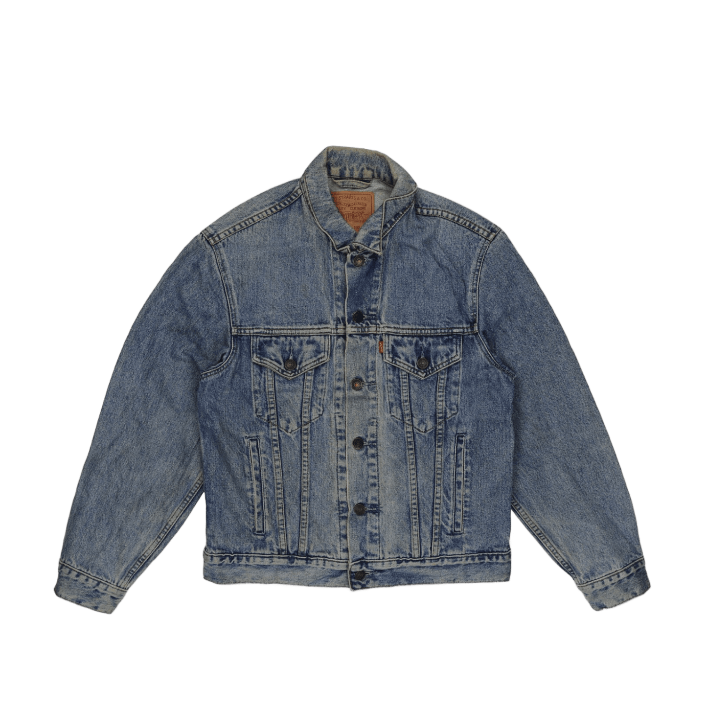 Levi's Vintage Custom Painted Pin-Up Girl Denim Jacket Light Blue Size S Cotton Denim