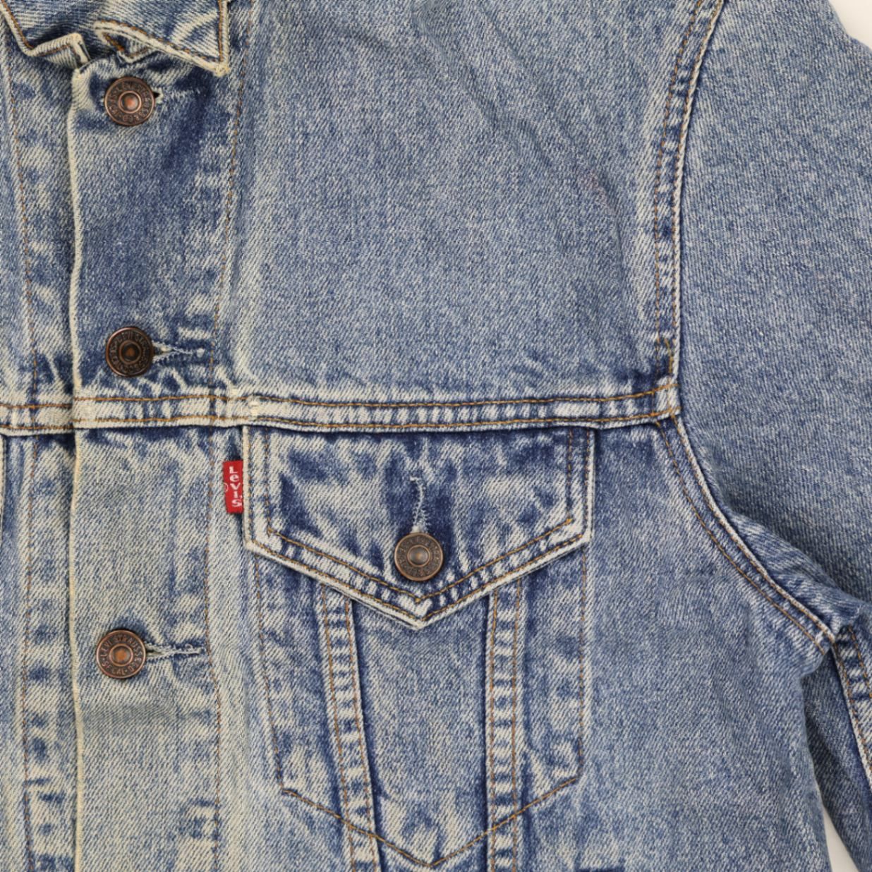 Levi's Vintage Custom Painted Pin-Up Girl Denim Jacket Light Blue Size S Cotton Denim