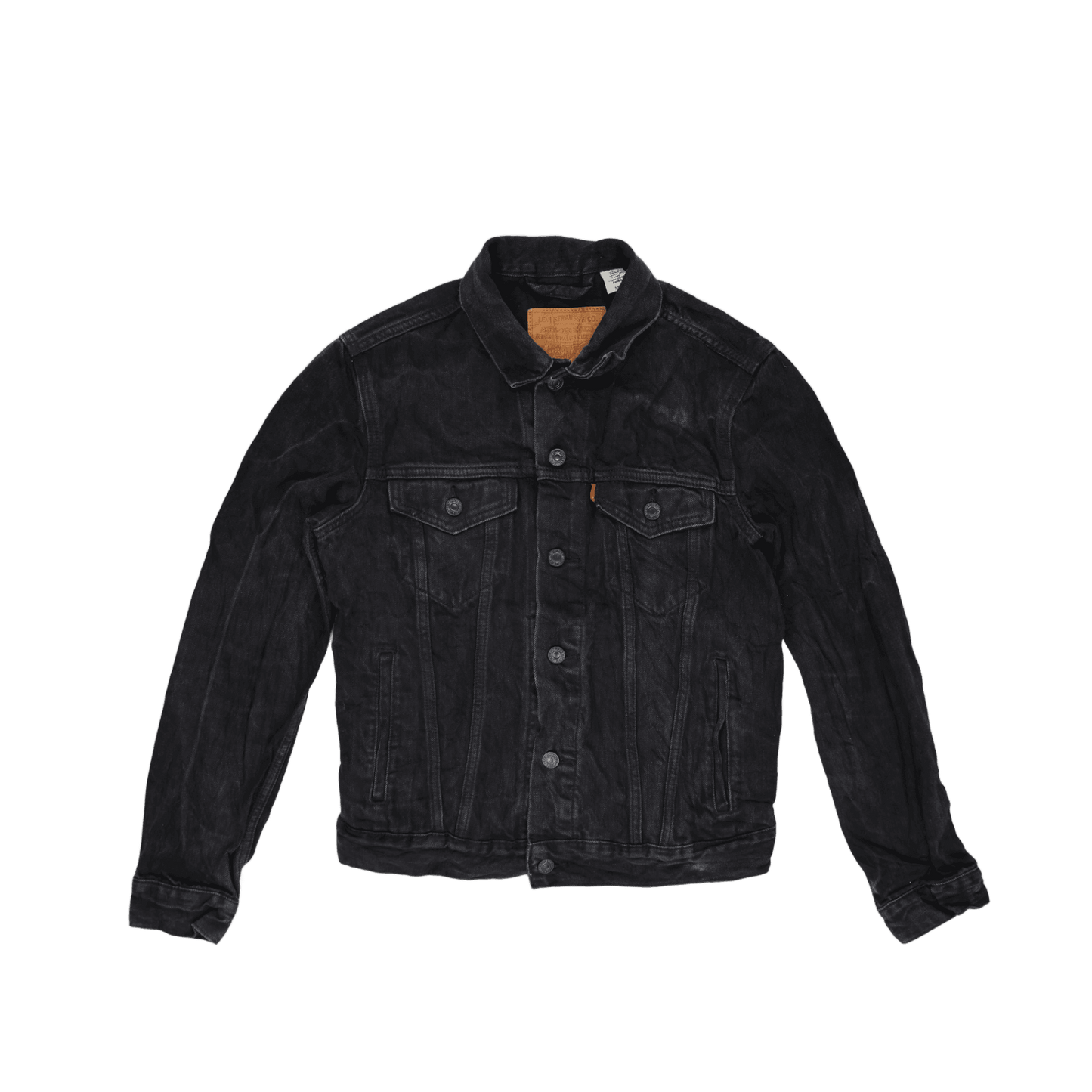 Levi's Black Denim Trucker Jacket Small 100 Cotton Classic Collar