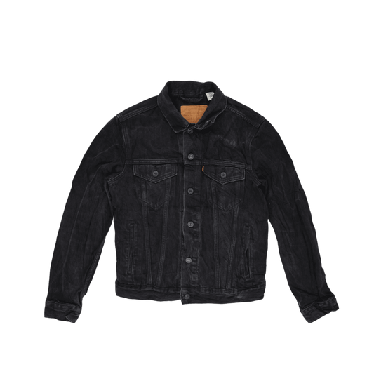 Levi's Black Denim Trucker Jacket Small 100 Cotton Classic Collar