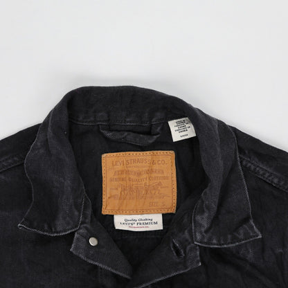 Levi's Black Denim Trucker Jacket Small 100 Cotton Classic Collar