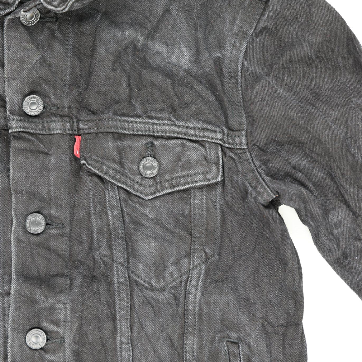 Levi's Black Denim Trucker Jacket Small 100 Cotton Classic Collar