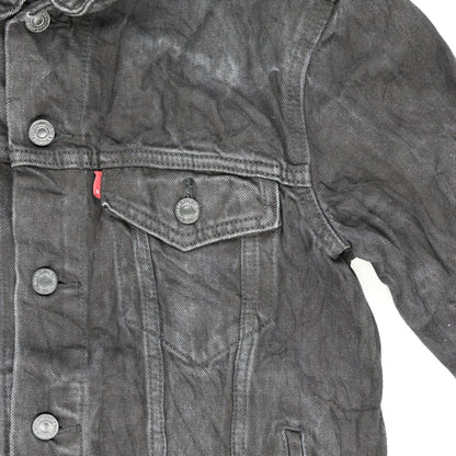 Levi's Black Denim Trucker Jacket Small 100 Cotton Classic Collar