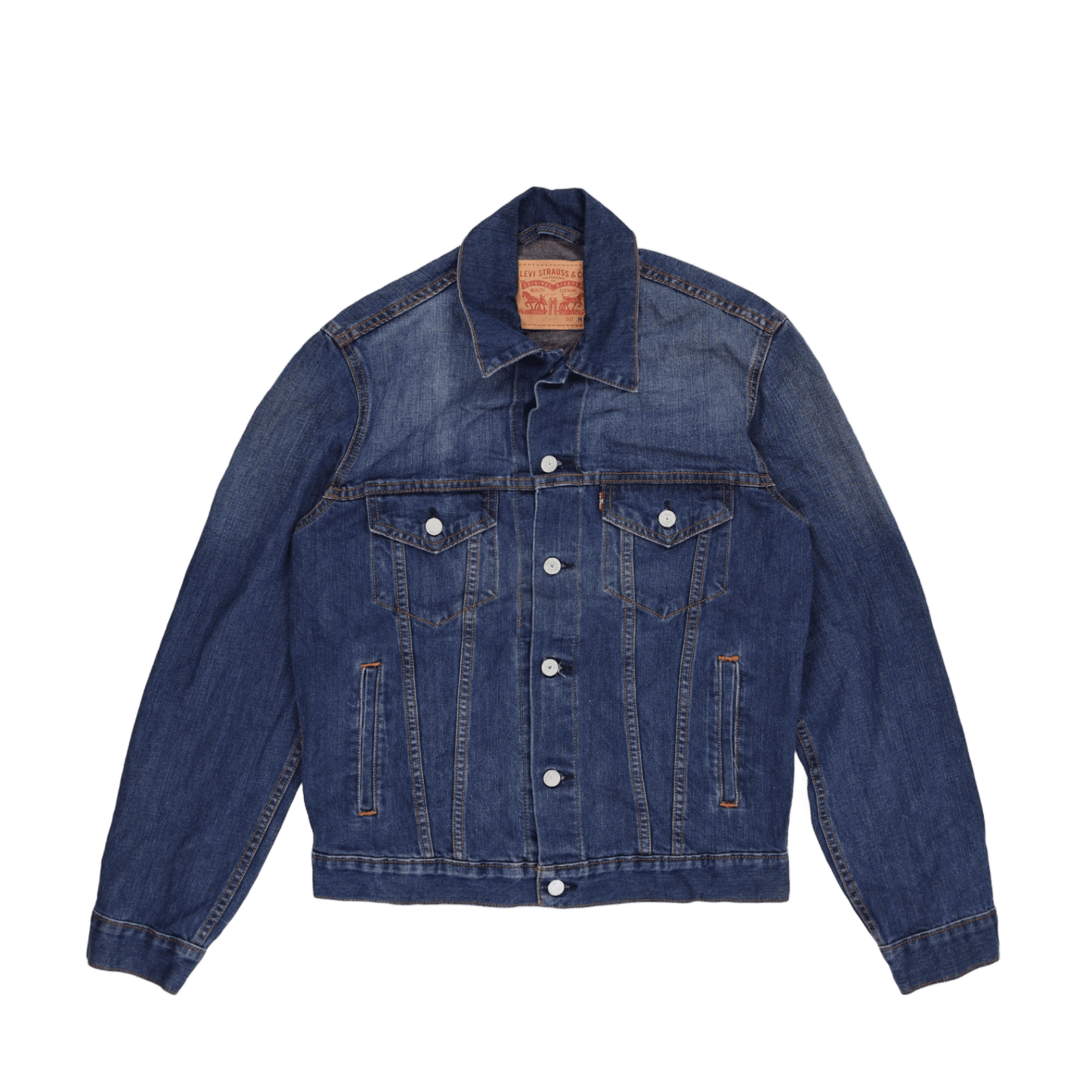 Levi's Classic Blue Denim Trucker Jacket Medium 100 Cotton Collared