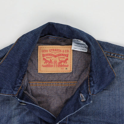 Levi's Classic Blue Denim Trucker Jacket Medium 100 Cotton Collared