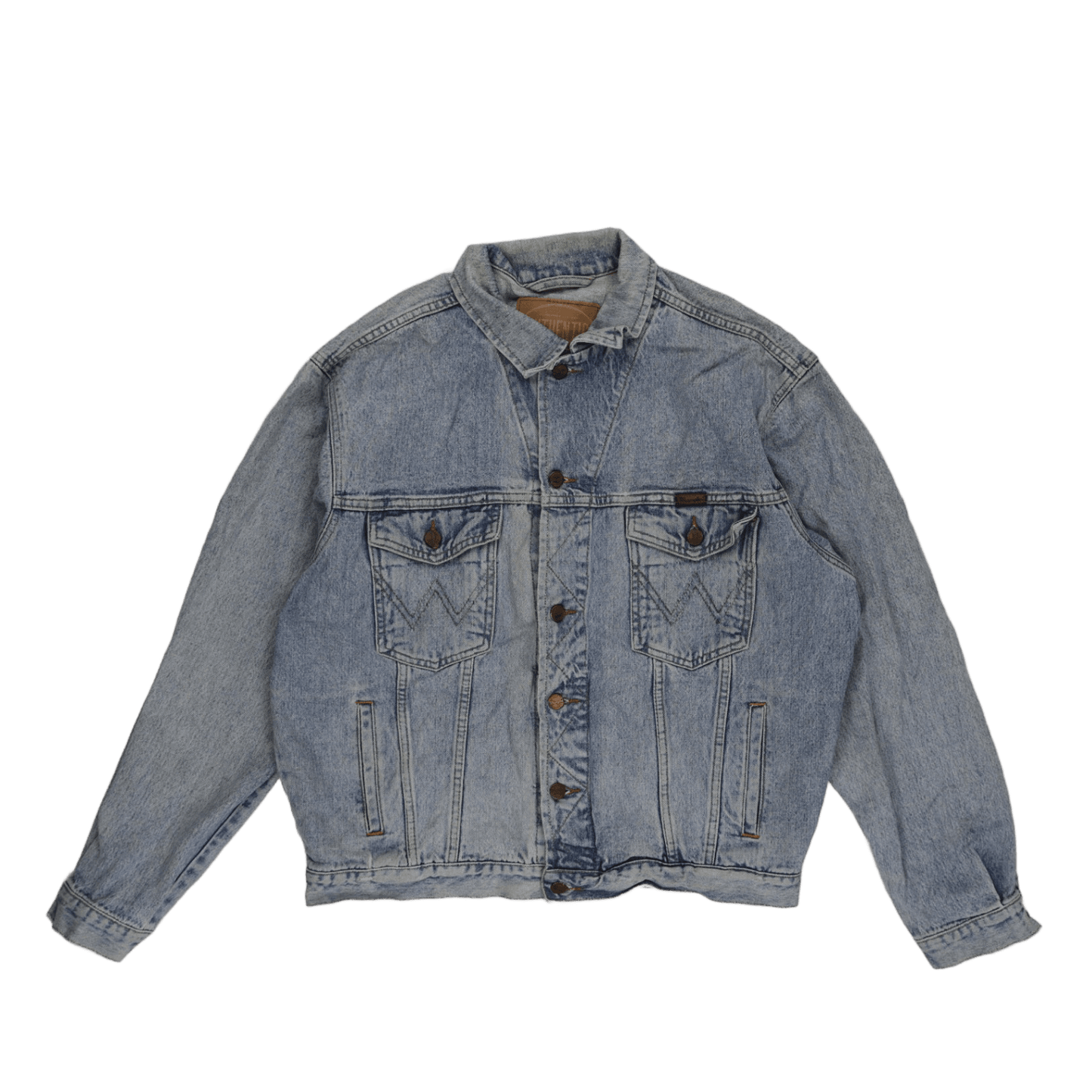 Wrangler Vintage Light Blue Denim Jacket Large 100 Percent Cotton Mens Collared