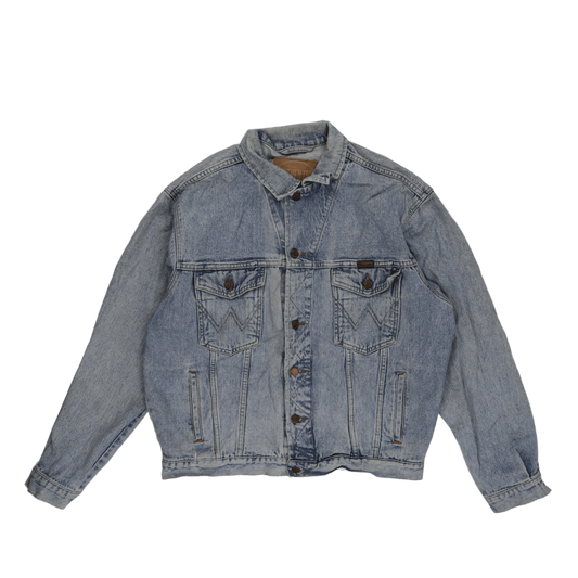 Wrangler Vintage Light Blue Denim Jacket Large 100 Percent Cotton Mens Collared