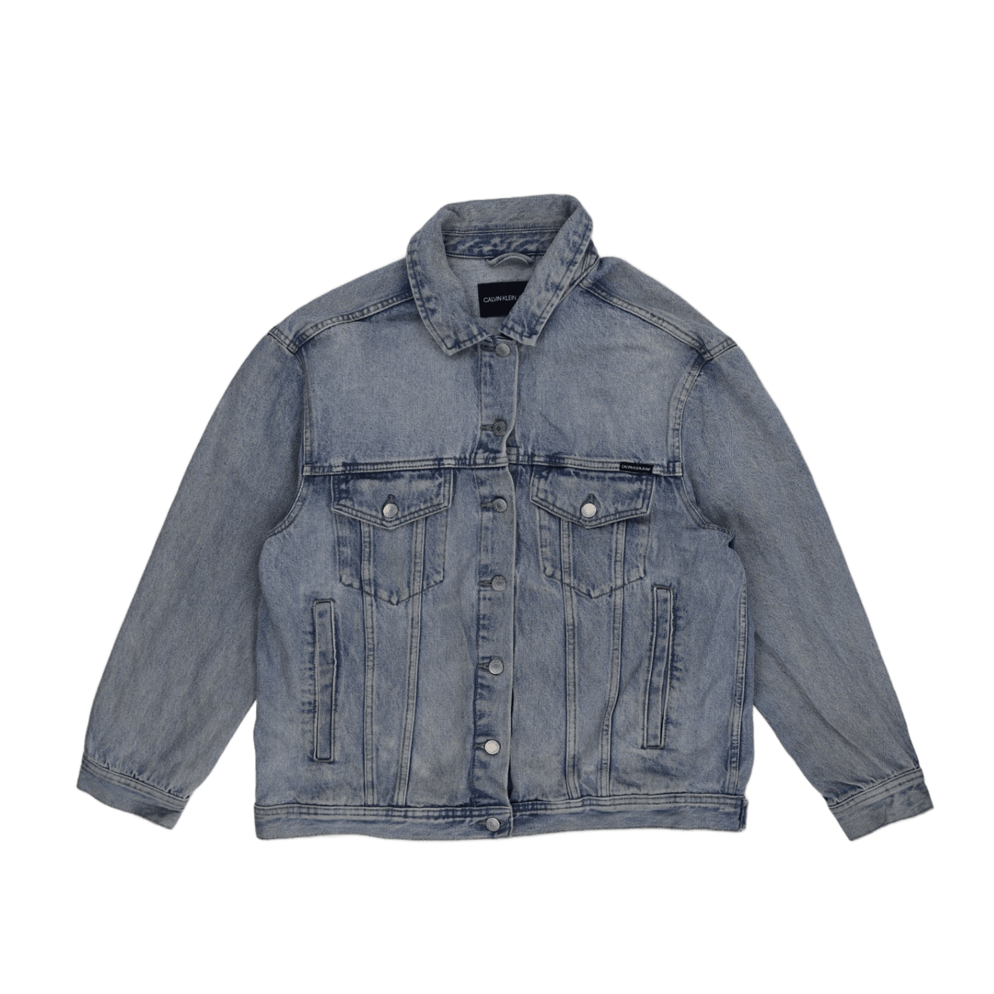 Calvin Klein Jeans Light Blue Denim Trucker Jacket Large 100 Percent Cotton Vintage