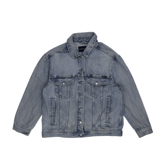 Calvin Klein Jeans Light Blue Denim Trucker Jacket Large 100 Percent Cotton Vintage