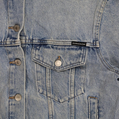 Calvin Klein Jeans Light Blue Denim Trucker Jacket Large 100 Percent Cotton Vintage