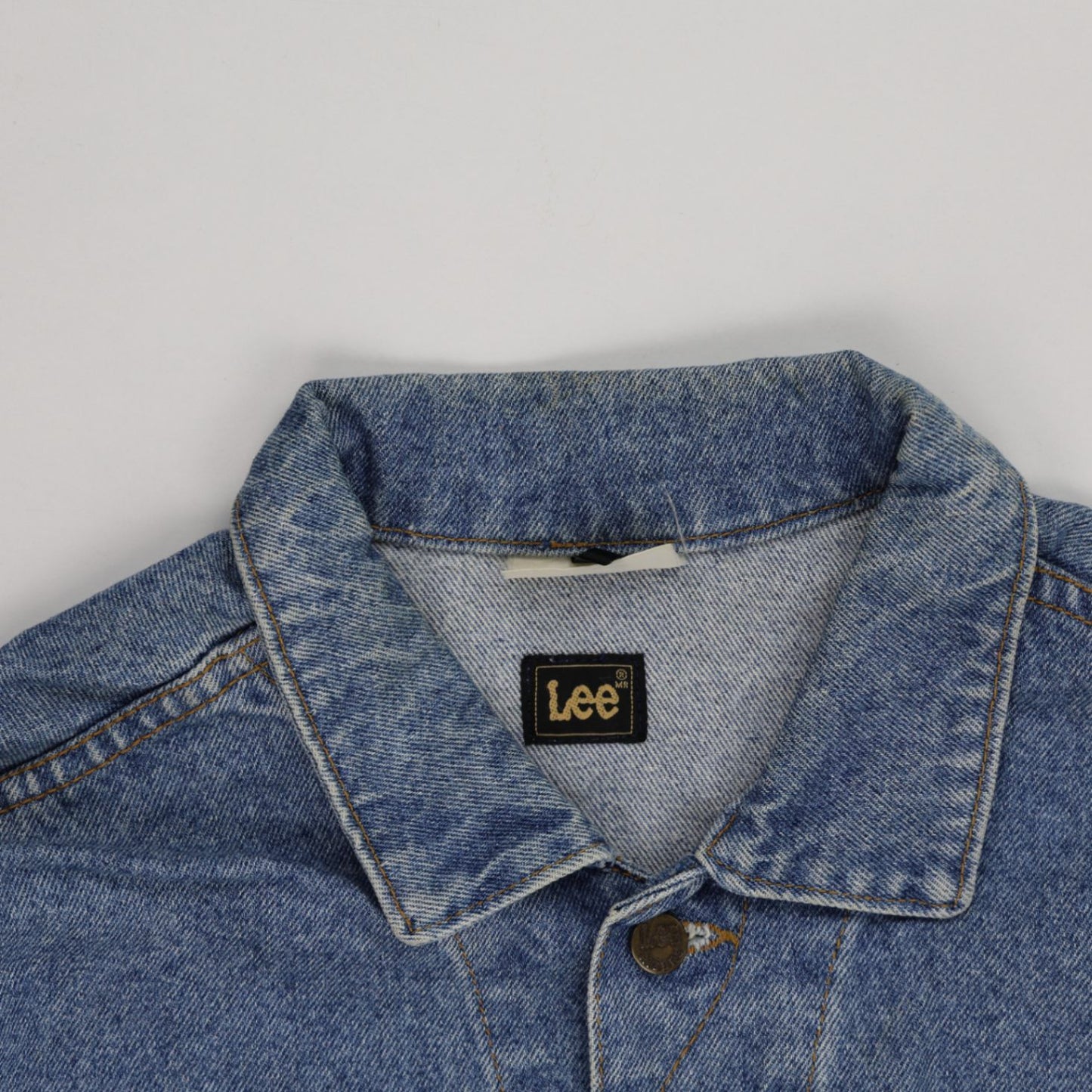 Lee Vintage Blue Denim Jacket Unisex Size L Cotton 90s Style Collared