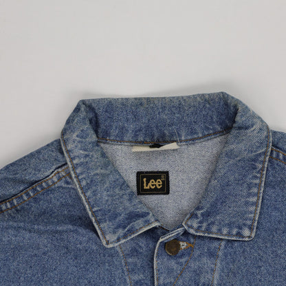 Lee Vintage Blue Denim Jacket Unisex Size L Cotton 90s Style Collared