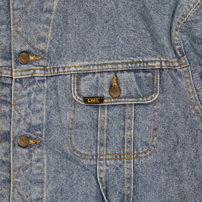 Lee Vintage Blue Denim Jacket Unisex Size L Cotton 90s Style Collared