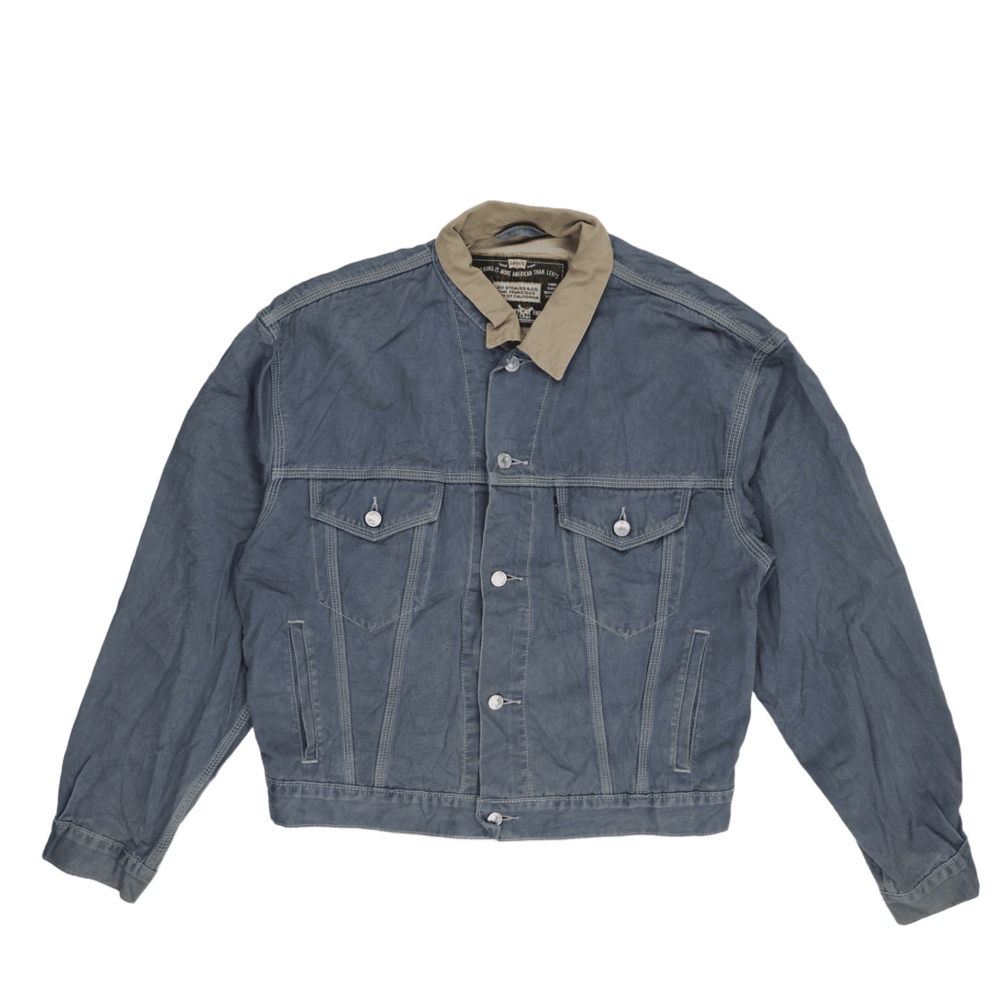 Levi's Vintage Blue Denim Jacket Large Cotton Denim Collared