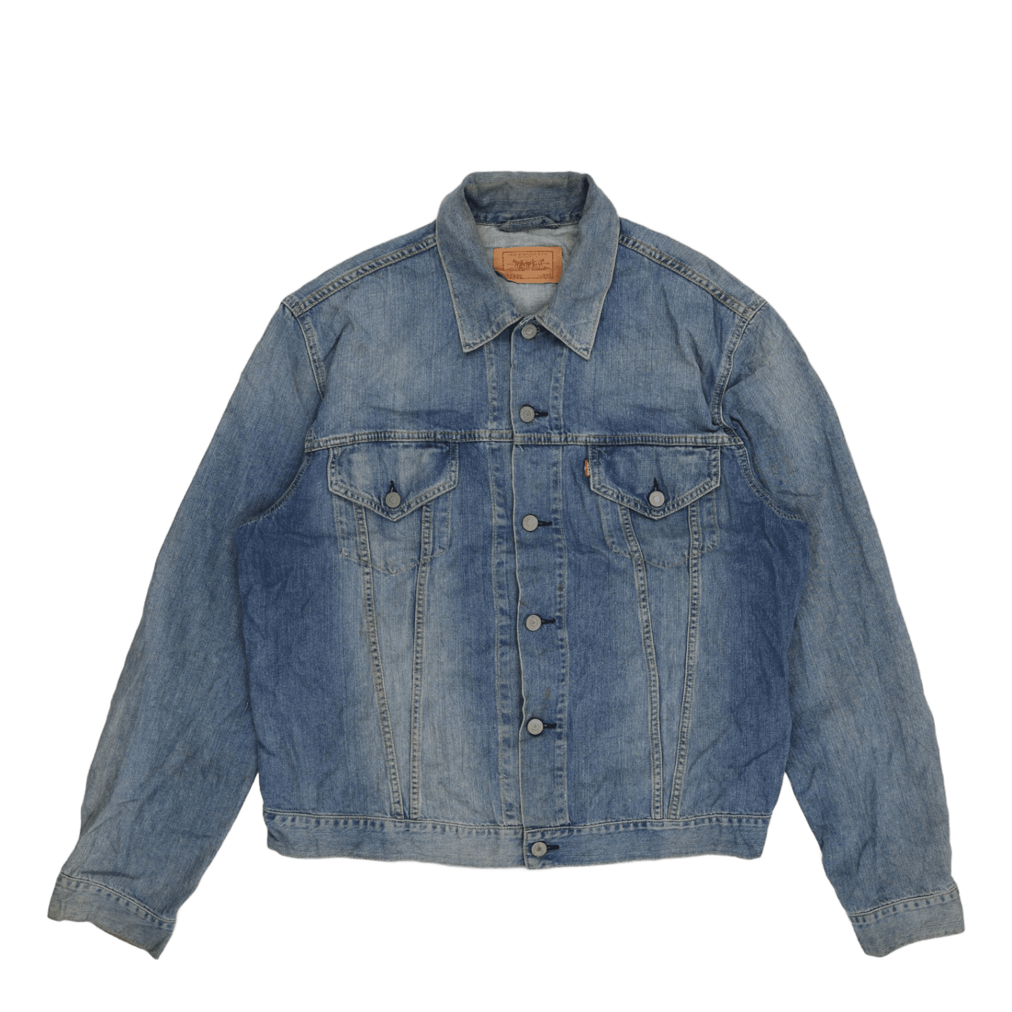 Levi's Vintage 72553 XXL Light Blue Denim Trucker Jacket 100% Cotton Collared