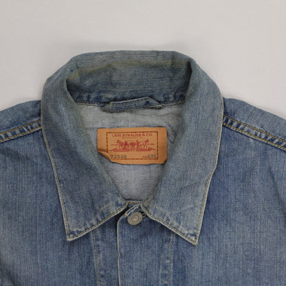 Levi's Vintage 72553 XXL Light Blue Denim Trucker Jacket 100% Cotton Collared