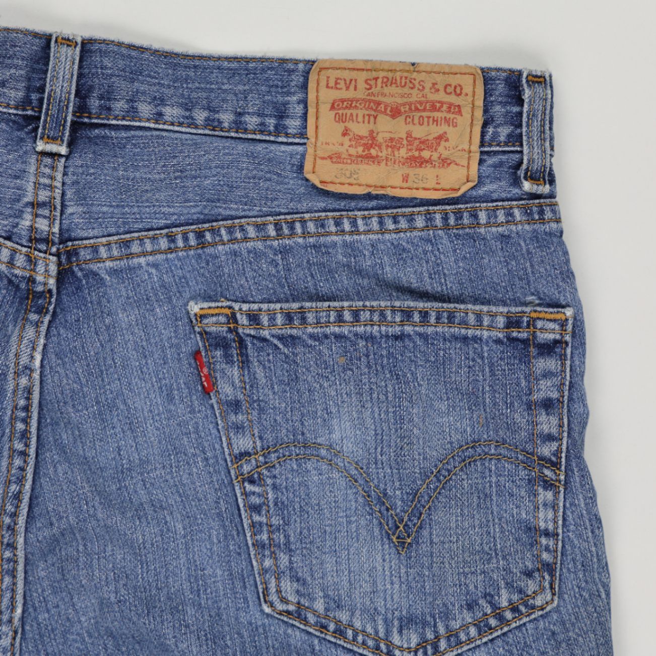 Levi's 505 Regular Fit Denim Shorts Blue W36 100% Cotton Vintage