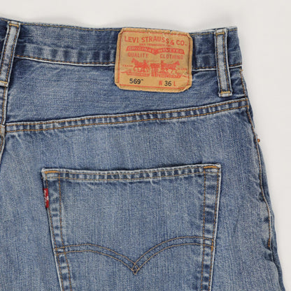 Levi's 569 Loose Straight Denim Shorts Blue W36 100 Percent Cotton Vintage Pre-Owned
