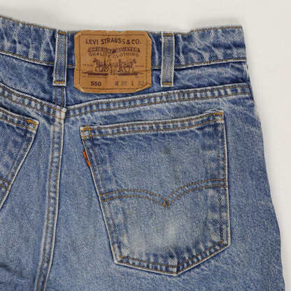 Levi's 550 Vintage Blue Denim Shorts W30 L32 Cotton Denim