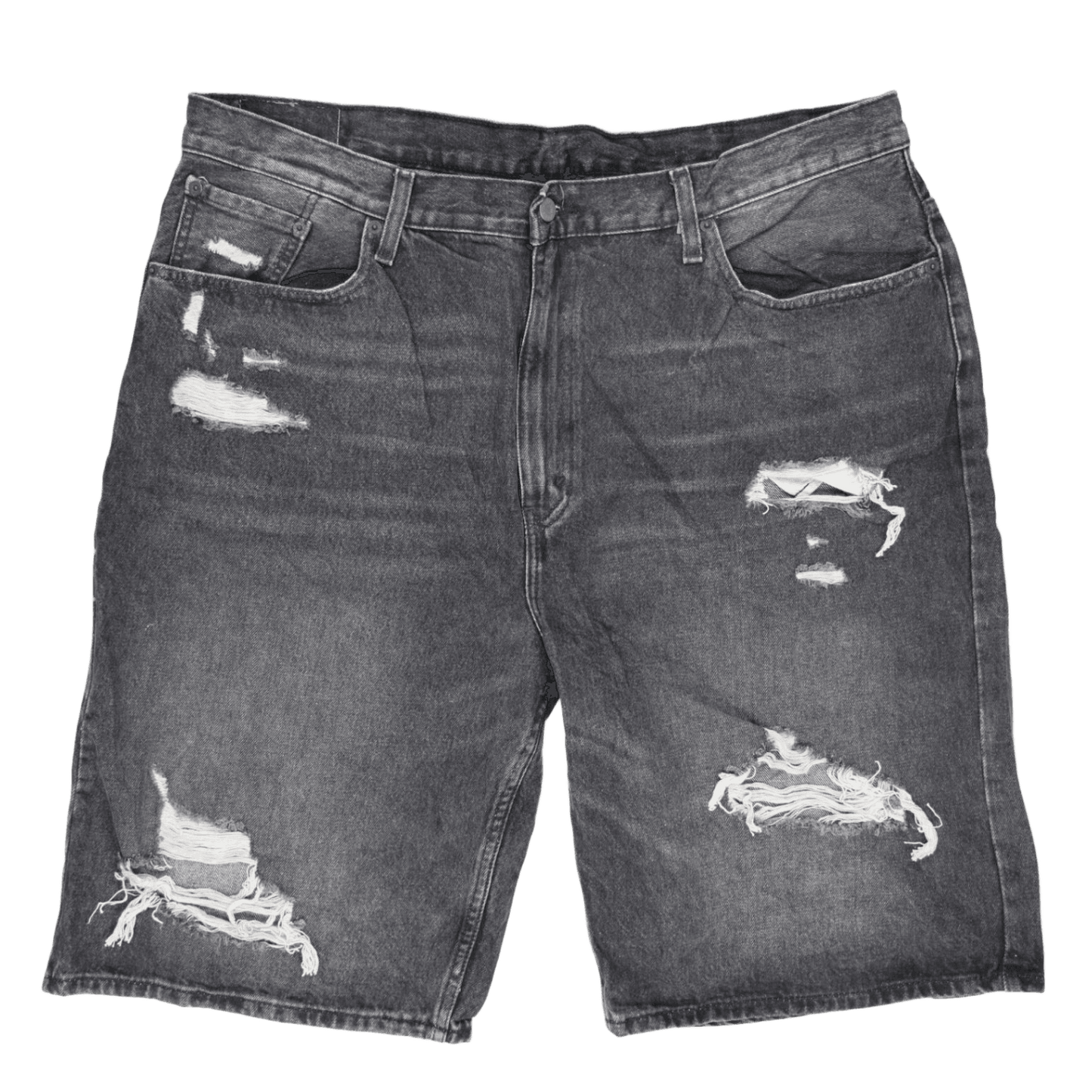 Levi's 569 Distressed Black Denim Shorts W40 Cotton Casual Vintage Urban