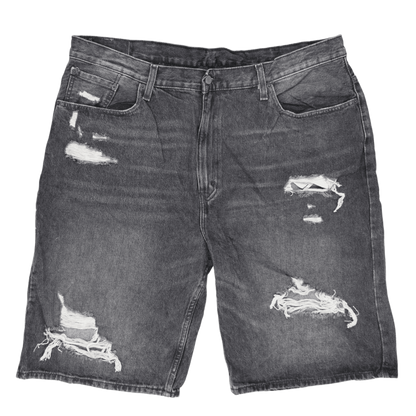 Levi's 569 Distressed Black Denim Shorts W40 Cotton Casual Vintage Urban