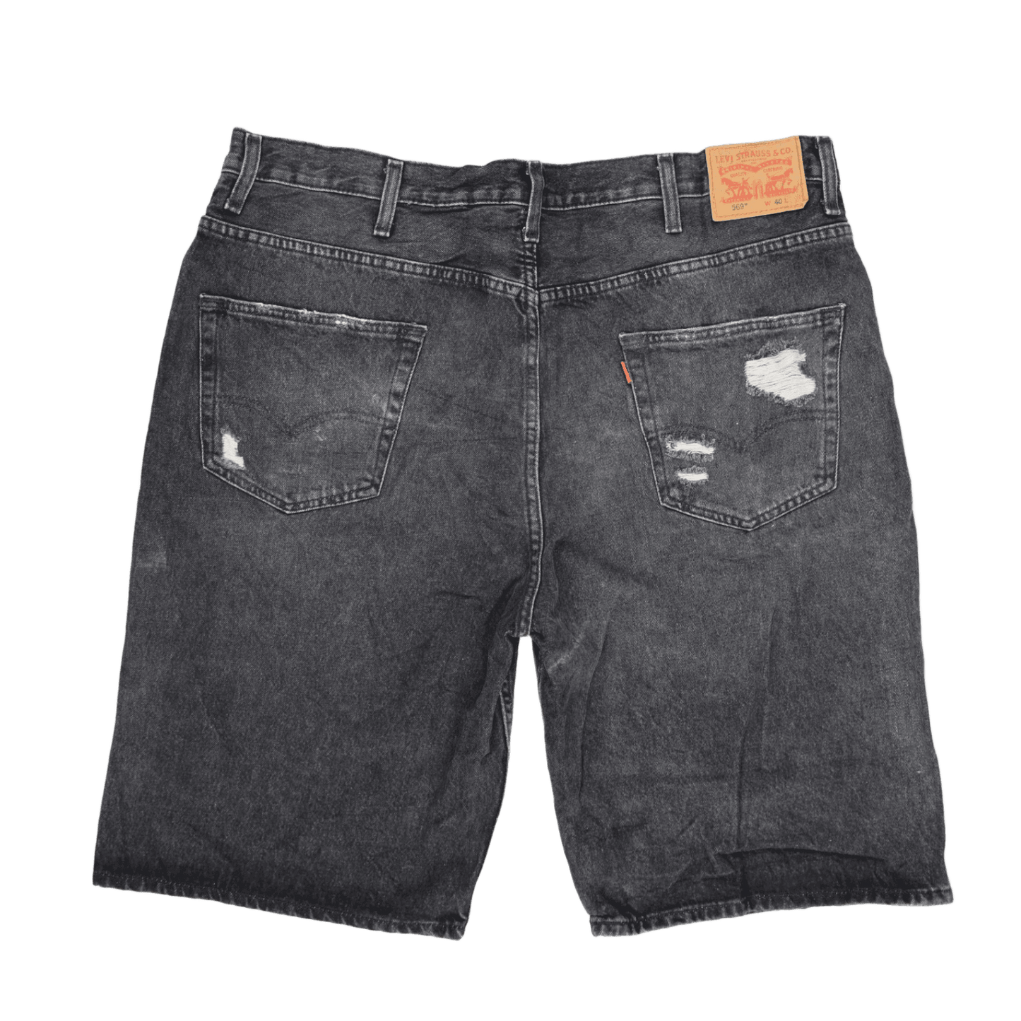 Levi's 569 Distressed Black Denim Shorts W40 Cotton Casual Vintage Urban