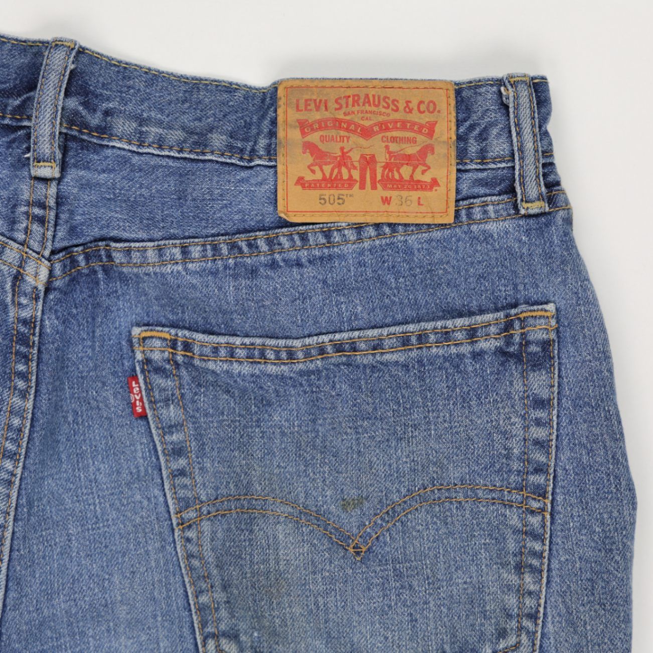 Levi's 505 Vintage Denim Shorts Blue W36 9 Inch Inseam 100 Percent Cotton