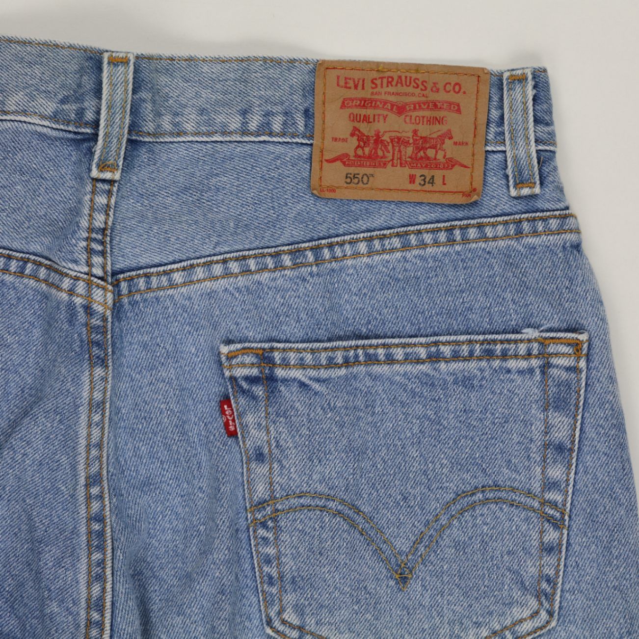 Levi's 550 Relaxed Fit Denim Shorts Blue W34 100% Cotton Vintage