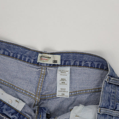 Levi Strauss Signature Loose Fit Denim Shorts Blue W38 100 Percent Cotton Vintage