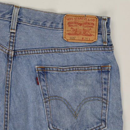 Levi's 505 Regular Fit Denim Shorts Blue W34 100 Percent Cotton Vintage