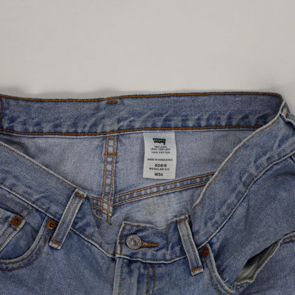 Levi's 505 Regular Fit Denim Shorts Blue W34 100 Percent Cotton Vintage