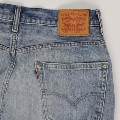 Levi's 569 Loose Fit Denim Shorts Light Blue 36W Cotton Vintage