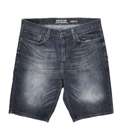 Levi Strauss Signature Athletic Denim Shorts Blue 36 11 Inch Inseam 80 Percent Cotton 18 Percent Polyester 2 Percent Elastane