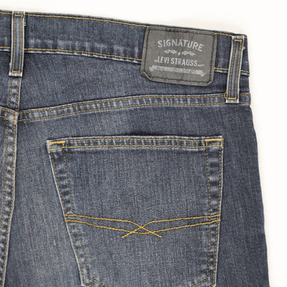 Levi Strauss Signature Athletic Denim Shorts Blue 36 11 Inch Inseam 80 Percent Cotton 18 Percent Polyester 2 Percent Elastane