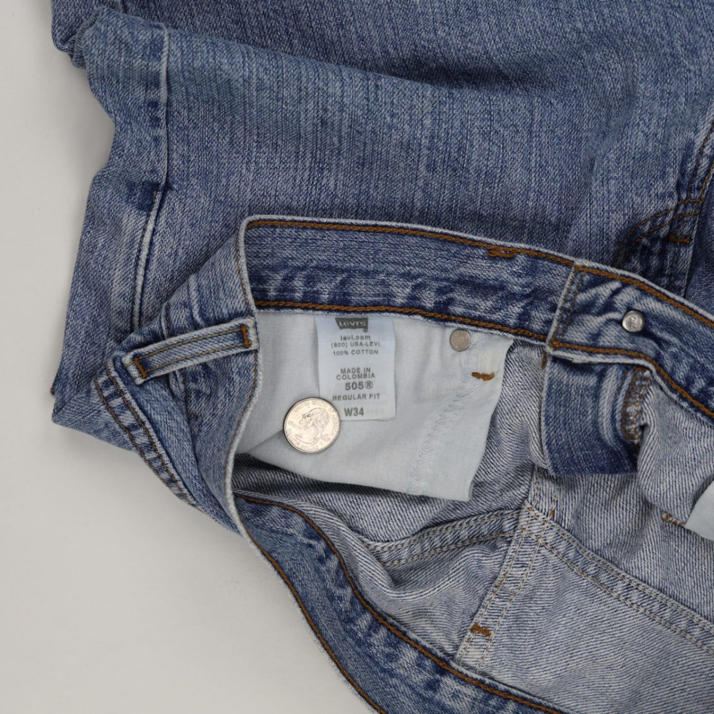 Levi's 505 Regular Fit Denim Shorts Blue W34 100% Cotton Vintage