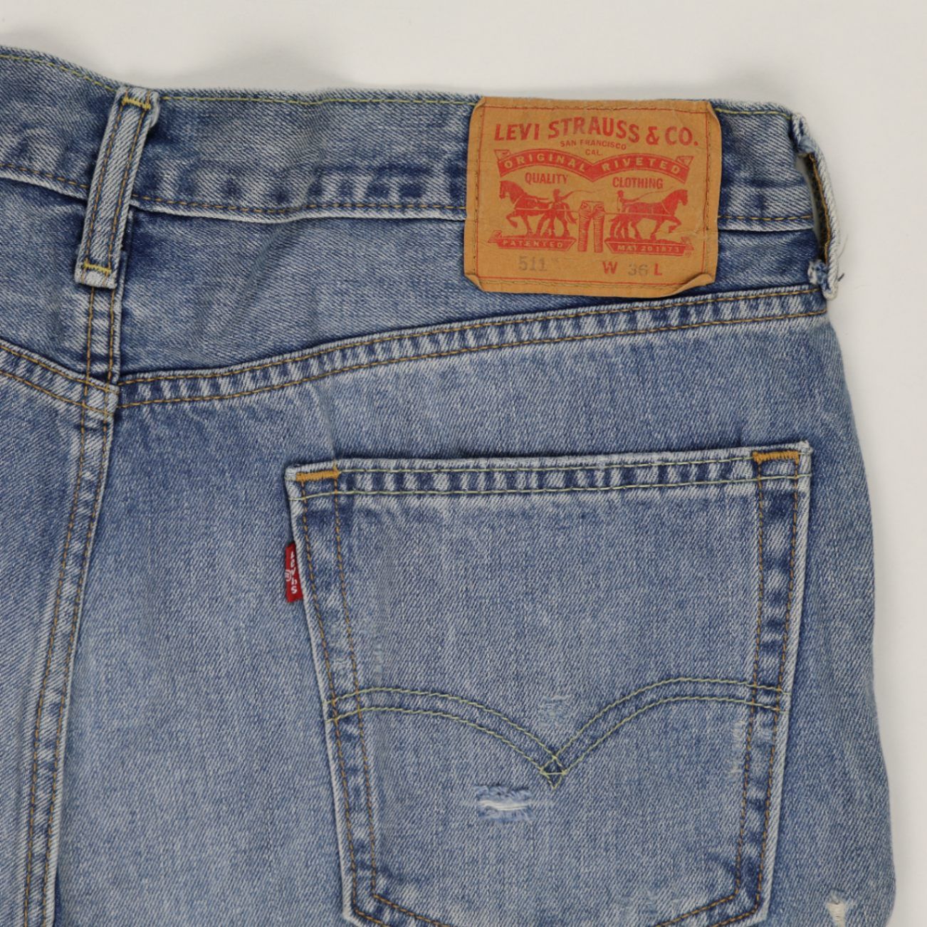 Levi's 511 Distressed Denim Shorts Blue W36 100 Cotton Men's
