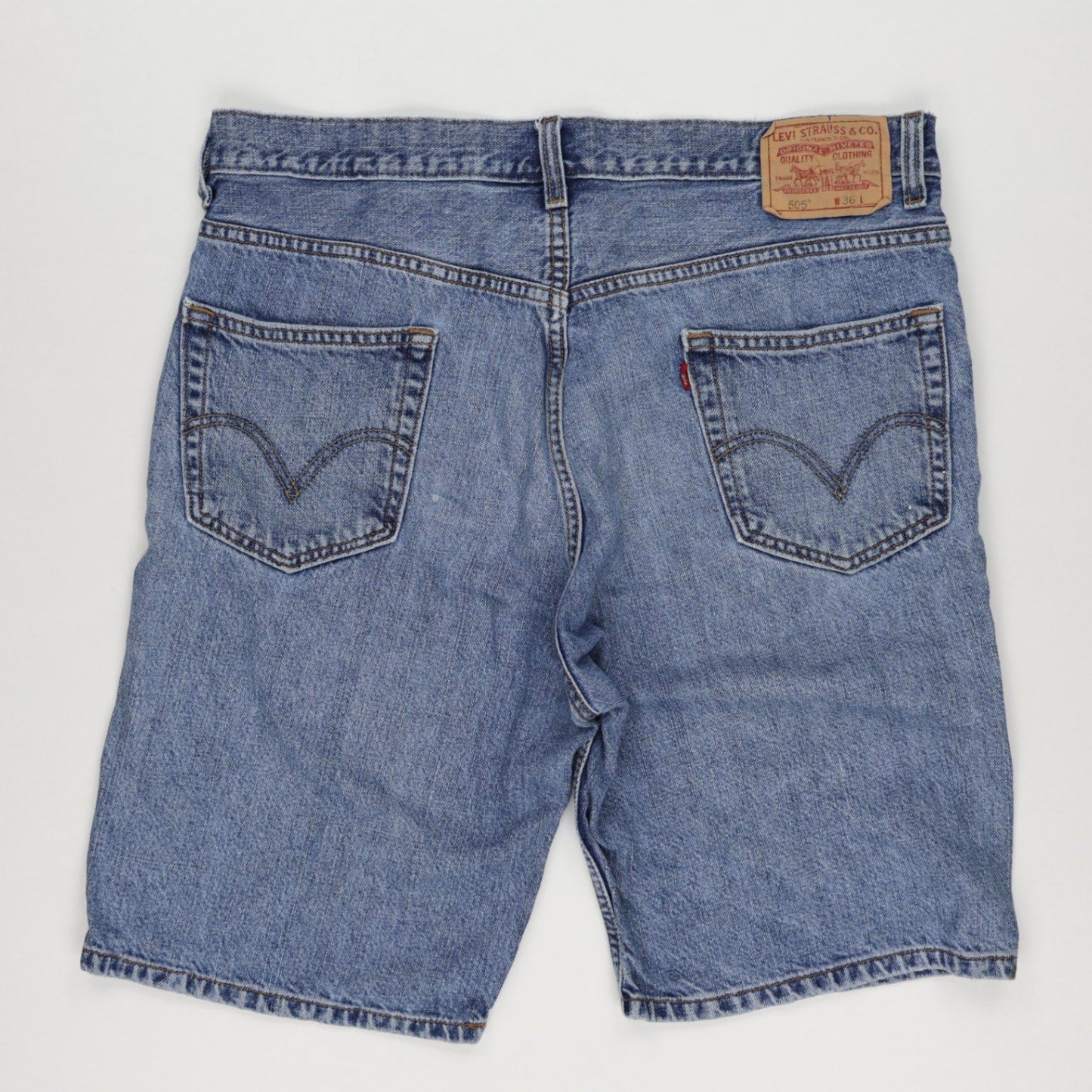Levi's 505 Regular Fit Denim Shorts Vintage Blue W36 Cotton Straight Leg