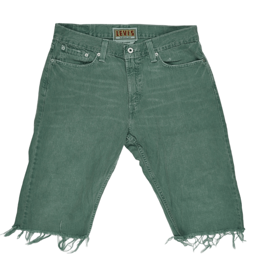 Levi's 514 Slim Straight Denim Shorts Green W32 L32 100 Cotton Vintage