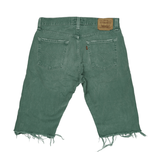 Levi's 514 Slim Straight Denim Shorts Green W32 L32 100 Cotton Vintage