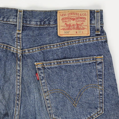 Levi's 505 Regular Fit Denim Shorts Blue W32 100% Cotton Vintage